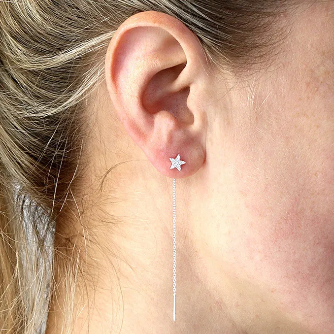 Silver Pull Through Star Drop Earrings