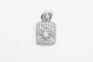 Silver Small Pave Open Star Charm