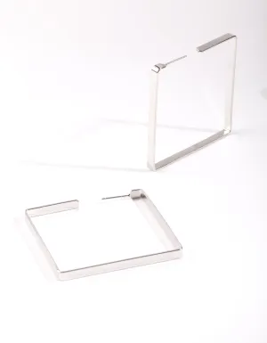 Silver Square Hoop Earrings