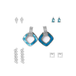 Silver Triangle Cuff Drop Earring Set