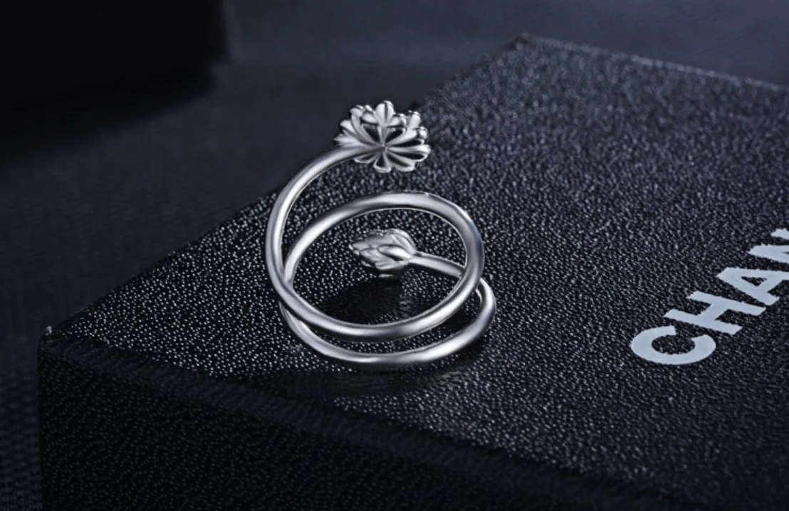 Silver Triple Wrap Lotus Ring