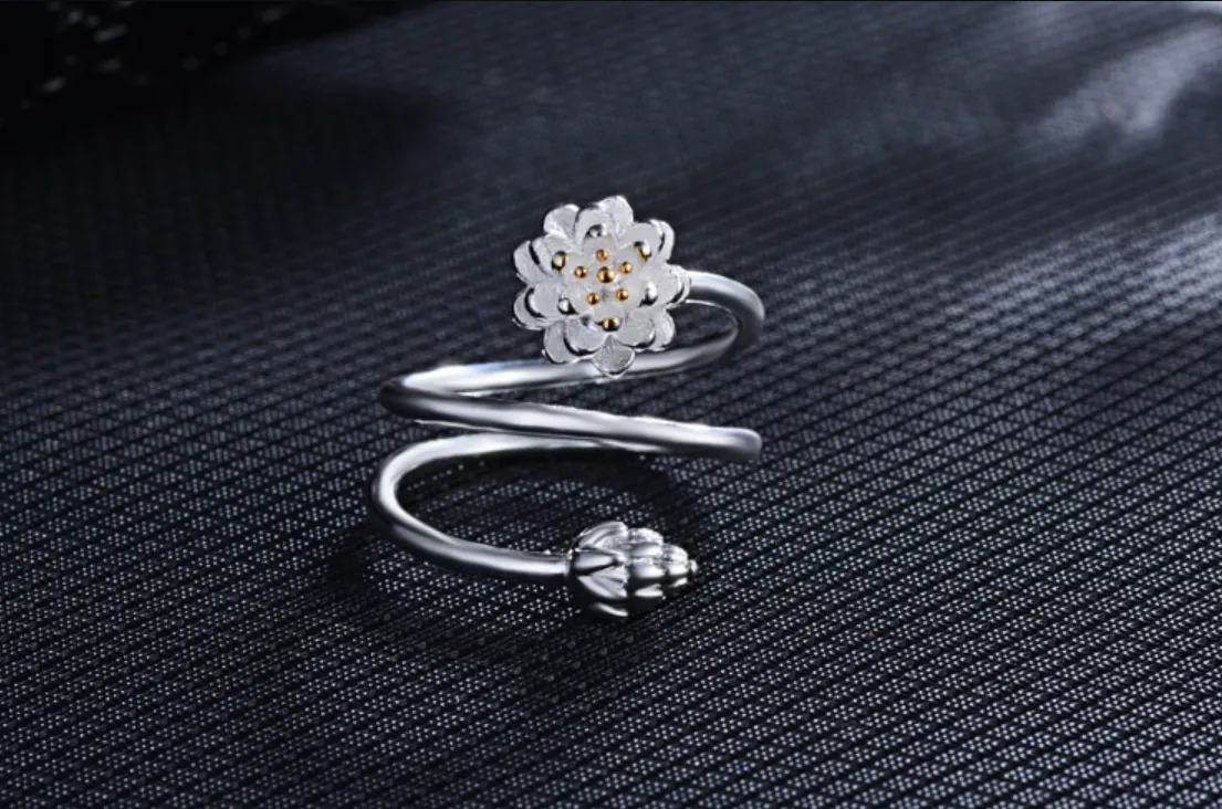 Silver Triple Wrap Lotus Ring