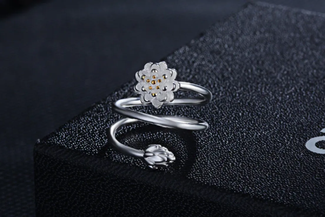 Silver Triple Wrap Lotus Ring