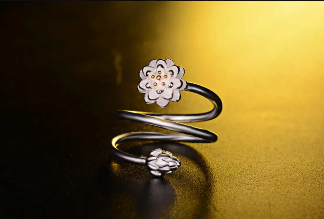 Silver Triple Wrap Lotus Ring
