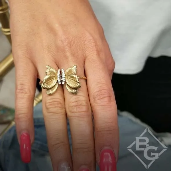 Simon G. 18K Yellow Gold Organic Allure Diamond Butterfly Rings
