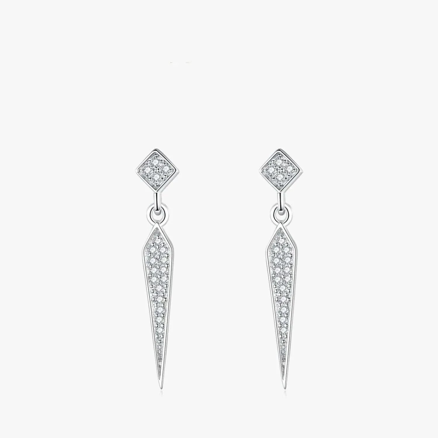 Simple Geometric CZ Earrings in 925 Silver
