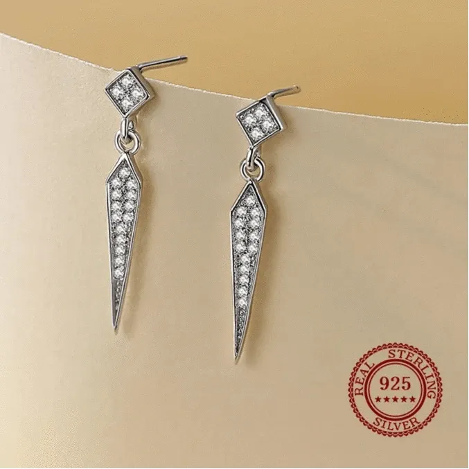 Simple Geometric CZ Earrings in 925 Silver