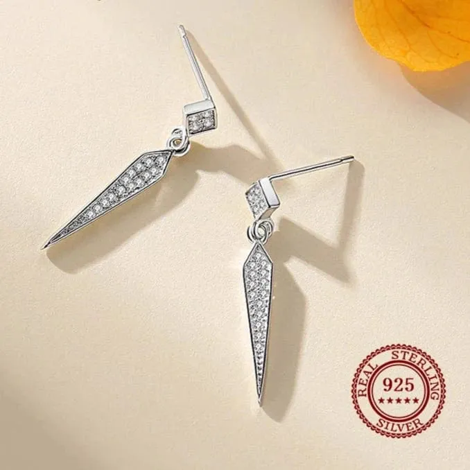 Simple Geometric CZ Earrings in 925 Silver