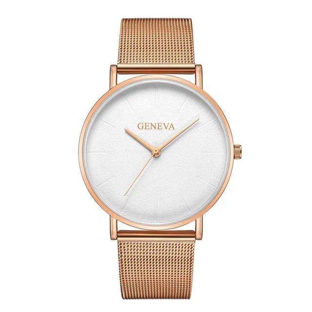 Simple Women Men Watches Top Brand Luxury Stainless Steel Mesh Quartz Wristwatches Fashion Clock ladies Watch Montre Femme 2018