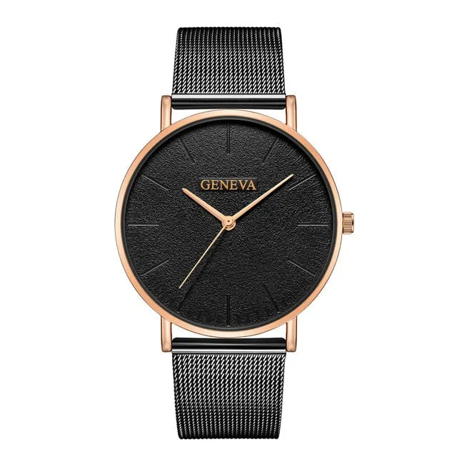 Simple Women Men Watches Top Brand Luxury Stainless Steel Mesh Quartz Wristwatches Fashion Clock ladies Watch Montre Femme 2018