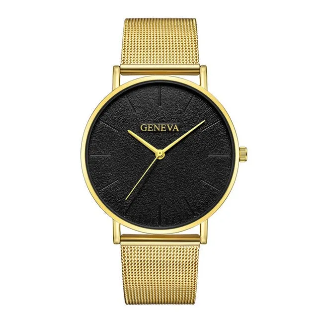 Simple Women Men Watches Top Brand Luxury Stainless Steel Mesh Quartz Wristwatches Fashion Clock ladies Watch Montre Femme 2018