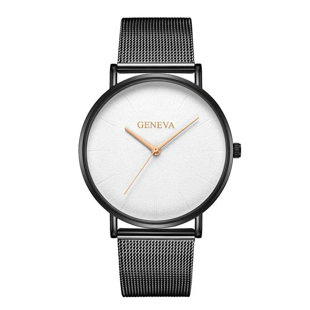 Simple Women Men Watches Top Brand Luxury Stainless Steel Mesh Quartz Wristwatches Fashion Clock ladies Watch Montre Femme 2018