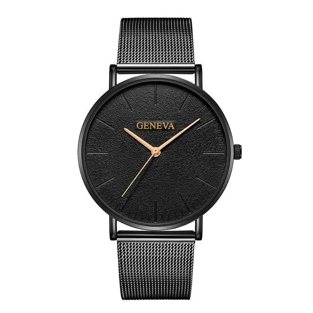 Simple Women Men Watches Top Brand Luxury Stainless Steel Mesh Quartz Wristwatches Fashion Clock ladies Watch Montre Femme 2018