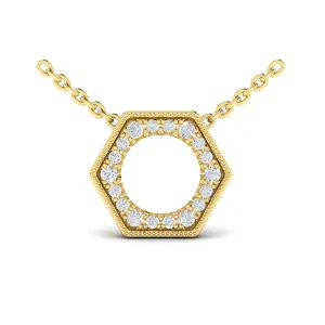 Sincerely, Springer's by Vlora 14k Yellow Gold Diamond Open Honeycomb Pendant