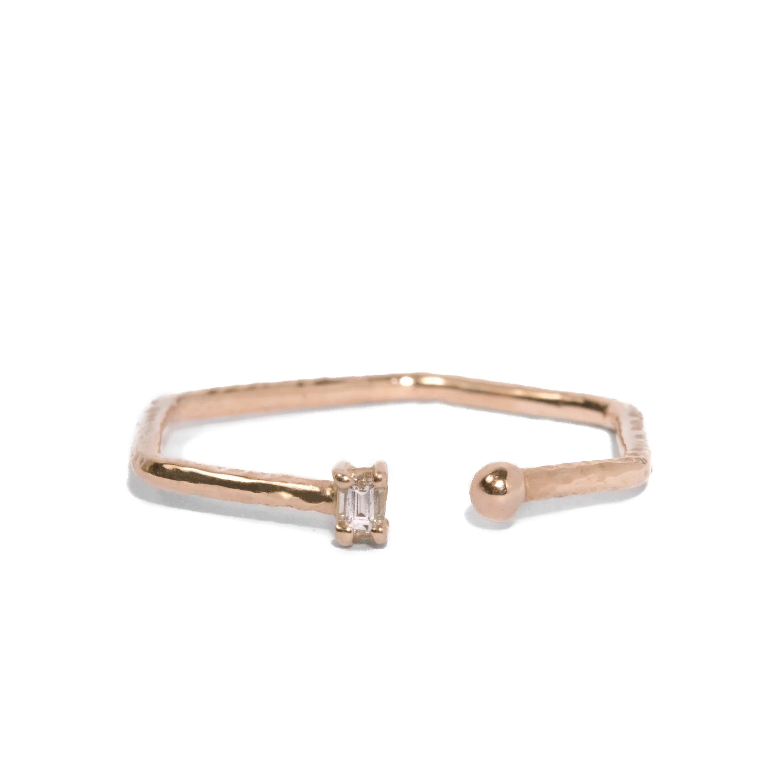Single Baguette 6-Sided Open Ring