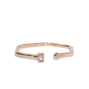 Single Baguette 6-Sided Open Ring