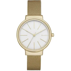 Skagen Ancher Gold Mesh Bracelet White Dial Quartz Watch for Ladies - SKW2477