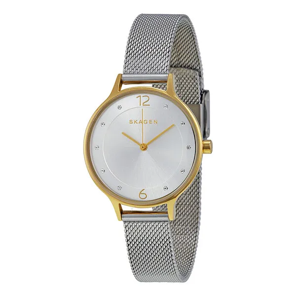 Skagen Anita Silver & Grey Mesh Bracelet Silver Dial Quartz Watch for Ladies- SKW-2340