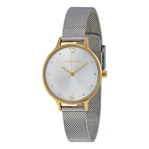 Skagen Anita Silver & Grey Mesh Bracelet Silver Dial Quartz Watch for Ladies- SKW-2340