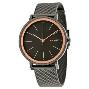 Skagen Hald Gunmetal Mesh Bracelet Black Dial Quartz Watch for Ladies - SKW2507