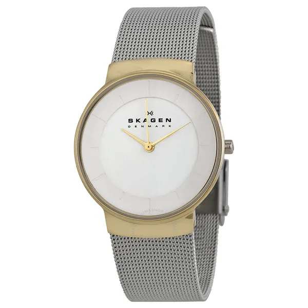 Skagen Klassik Silver Mesh Bracelet White Dial Quartz Watch for Ladies - SKW2076