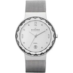 Skagen Leonora Silver Mesh Bracelet Silver white Dial Quartz Watch for Ladies - SKW2004