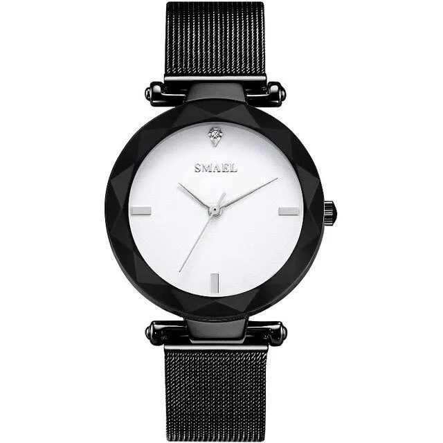 SMAEL Rose Gold Watch Women Quartz Watches Ladies Top Brand Luxury Female Mesh Strap Wrist Watch Girl Clock Relogio Feminino