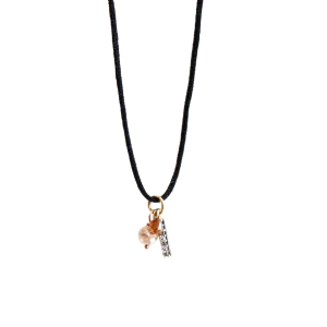 Small Diamond Bar & Dangles Macrame Necklace
