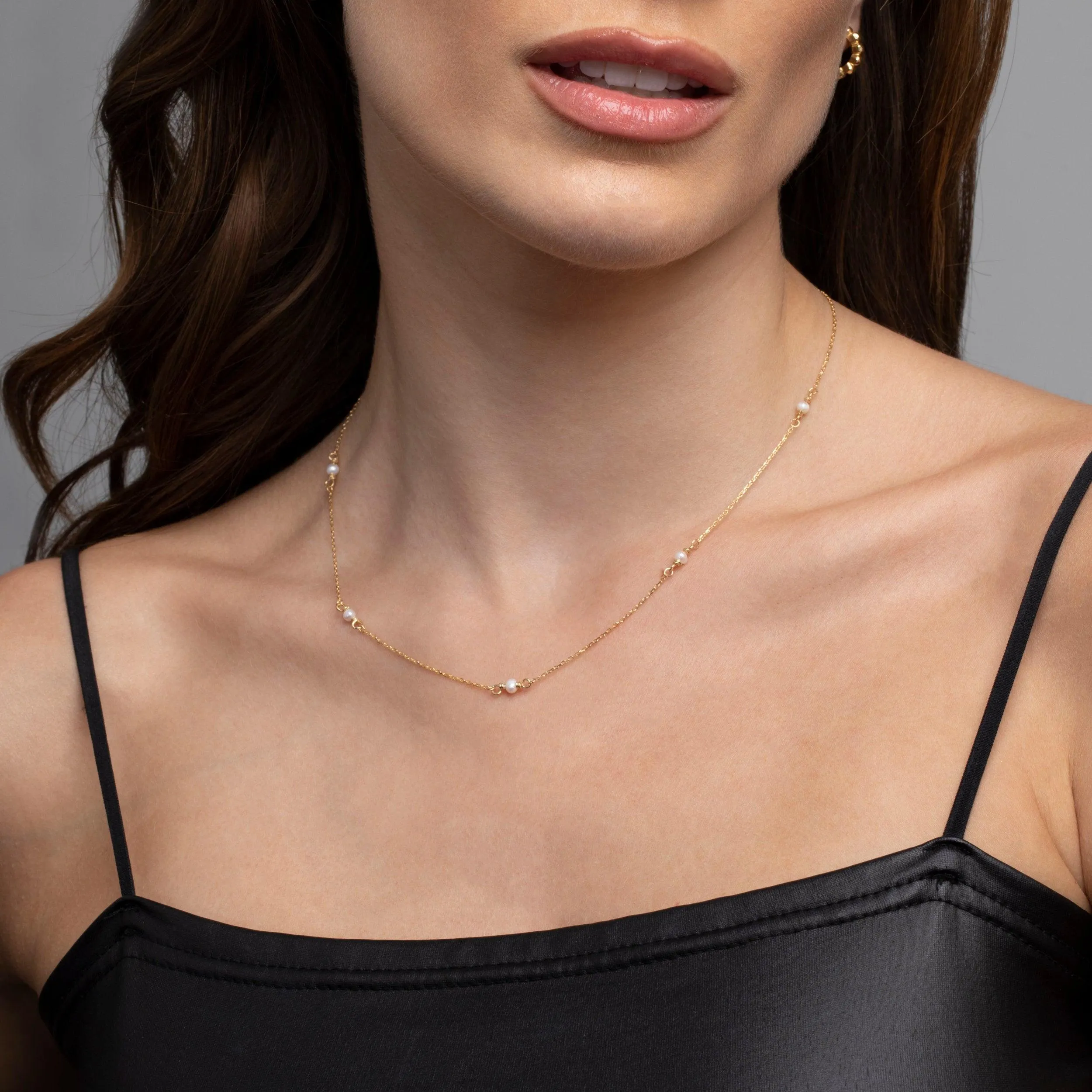 Small Pearl Satellite Necklace - 18K Gold Vermeil