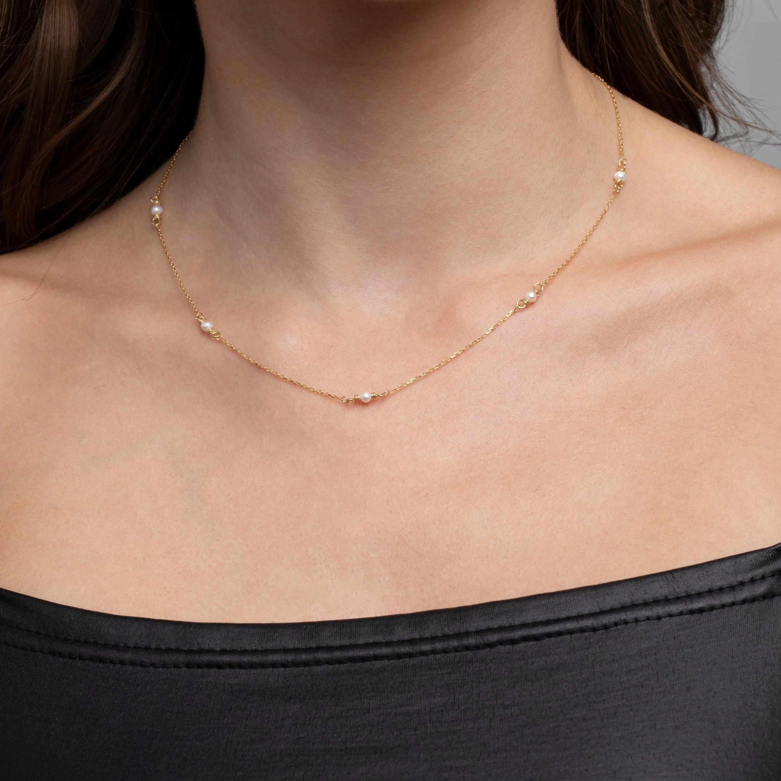 Small Pearl Satellite Necklace - 18K Gold Vermeil