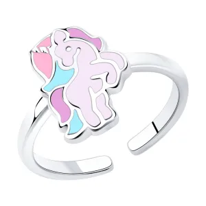 SOKOLOV - Girl Open Silver Ring With Pastel Unicorn
