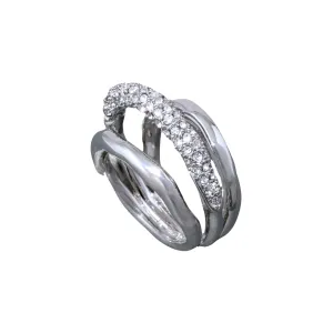 Solanales Crystal Orbiting Ring - Silver - Size 8