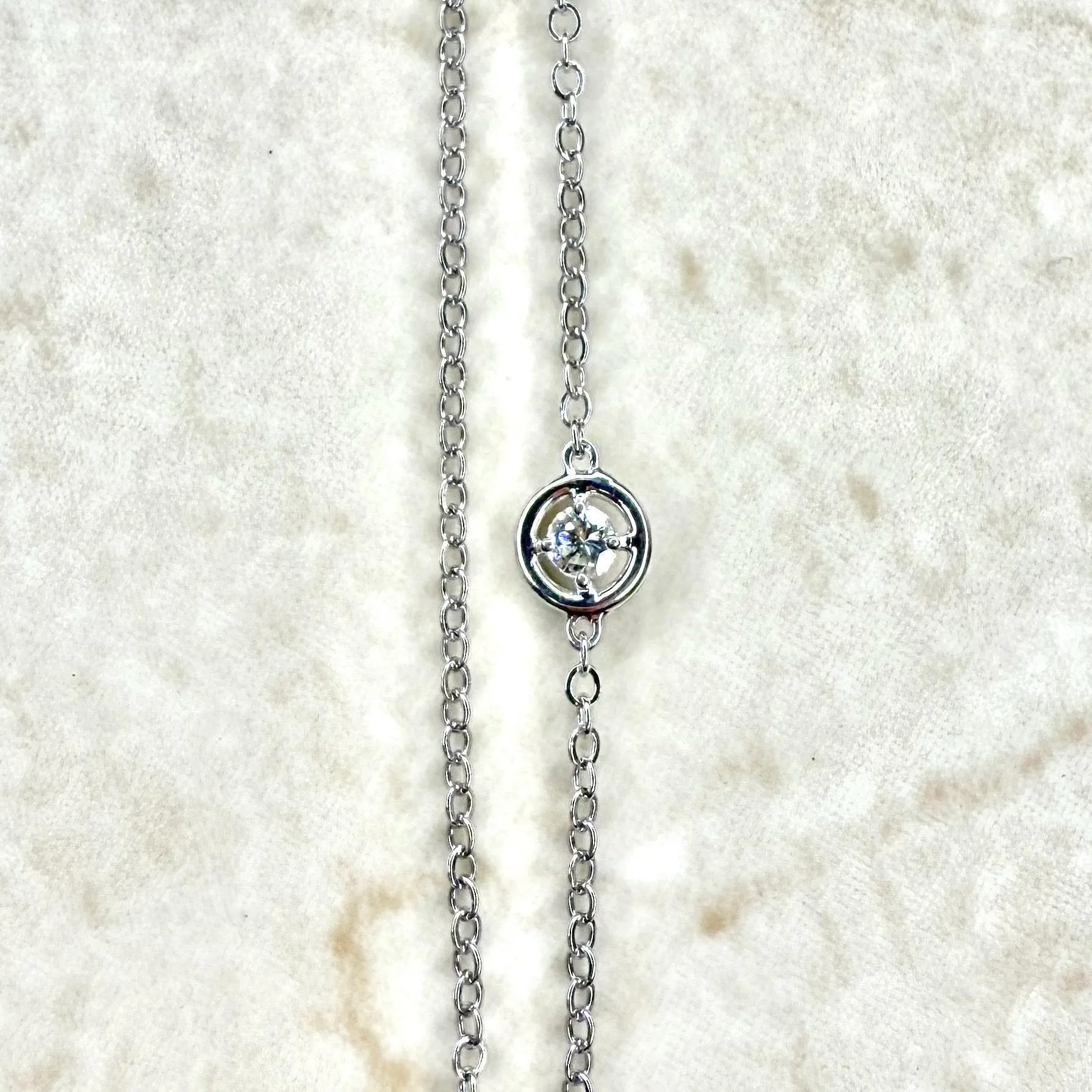 Solid 14 Karat White Gold Natural Diamond Solitaire Pendant Necklace