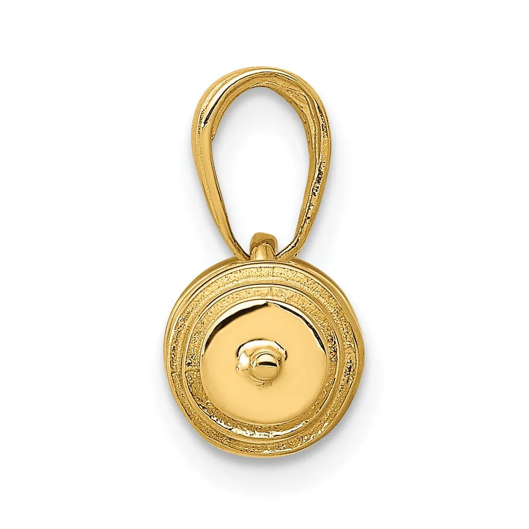 Solid 14k Yellow Gold 3 D Barbell Charm Pendant