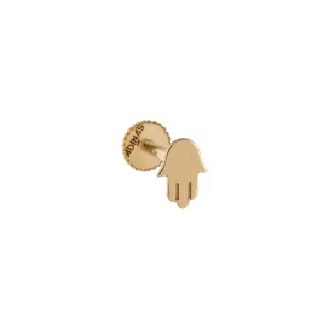 Solid Hamsa Threaded Stud Earring 14K