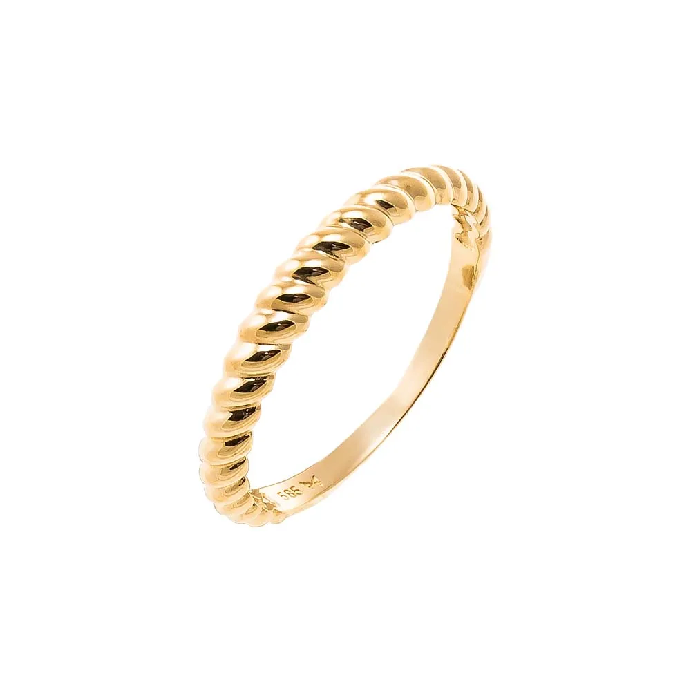Solid Wide Twisted Band Ring 14K