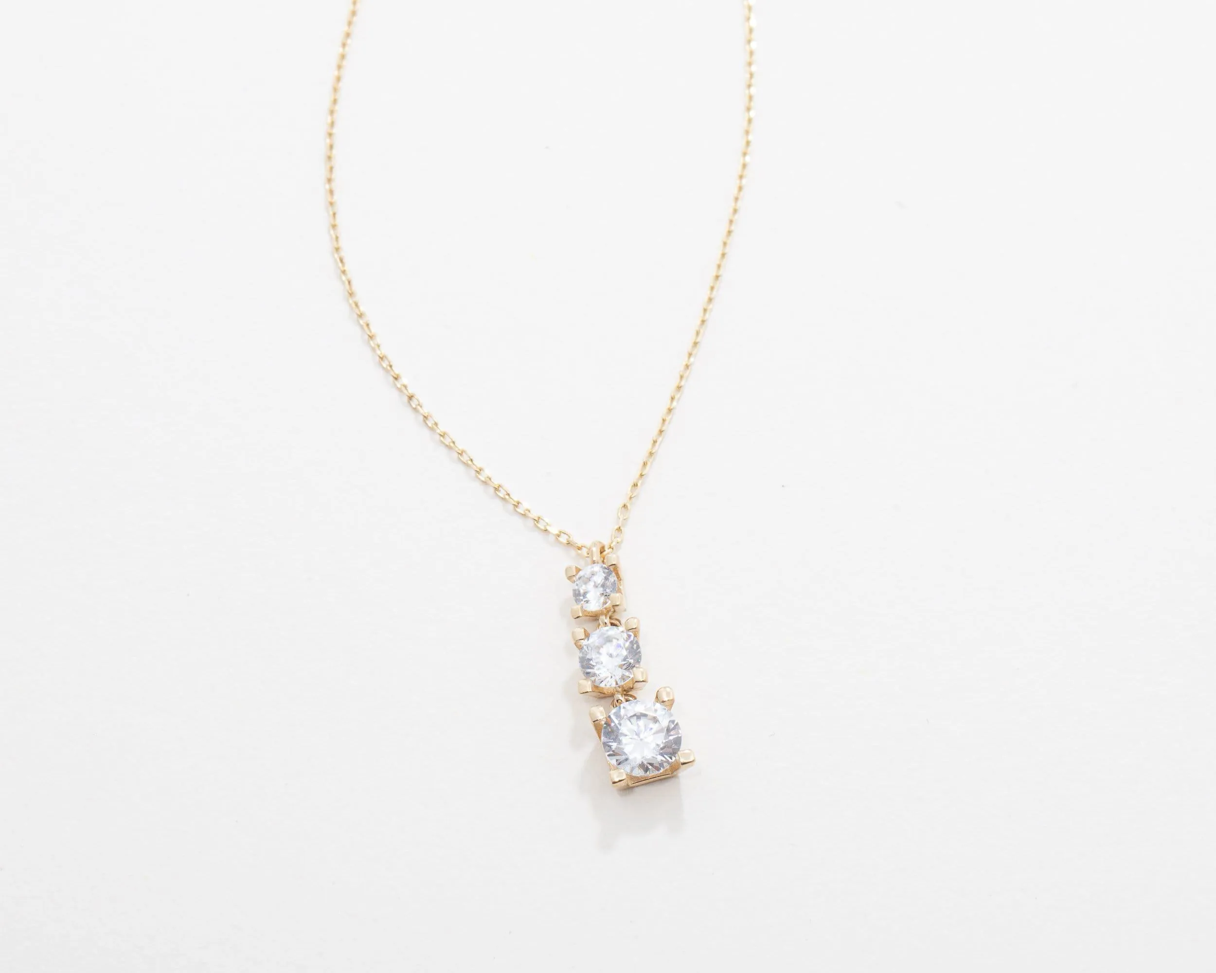 Solitaire Necklace CZ Diamond Necklace - 18K Gold Vermeil