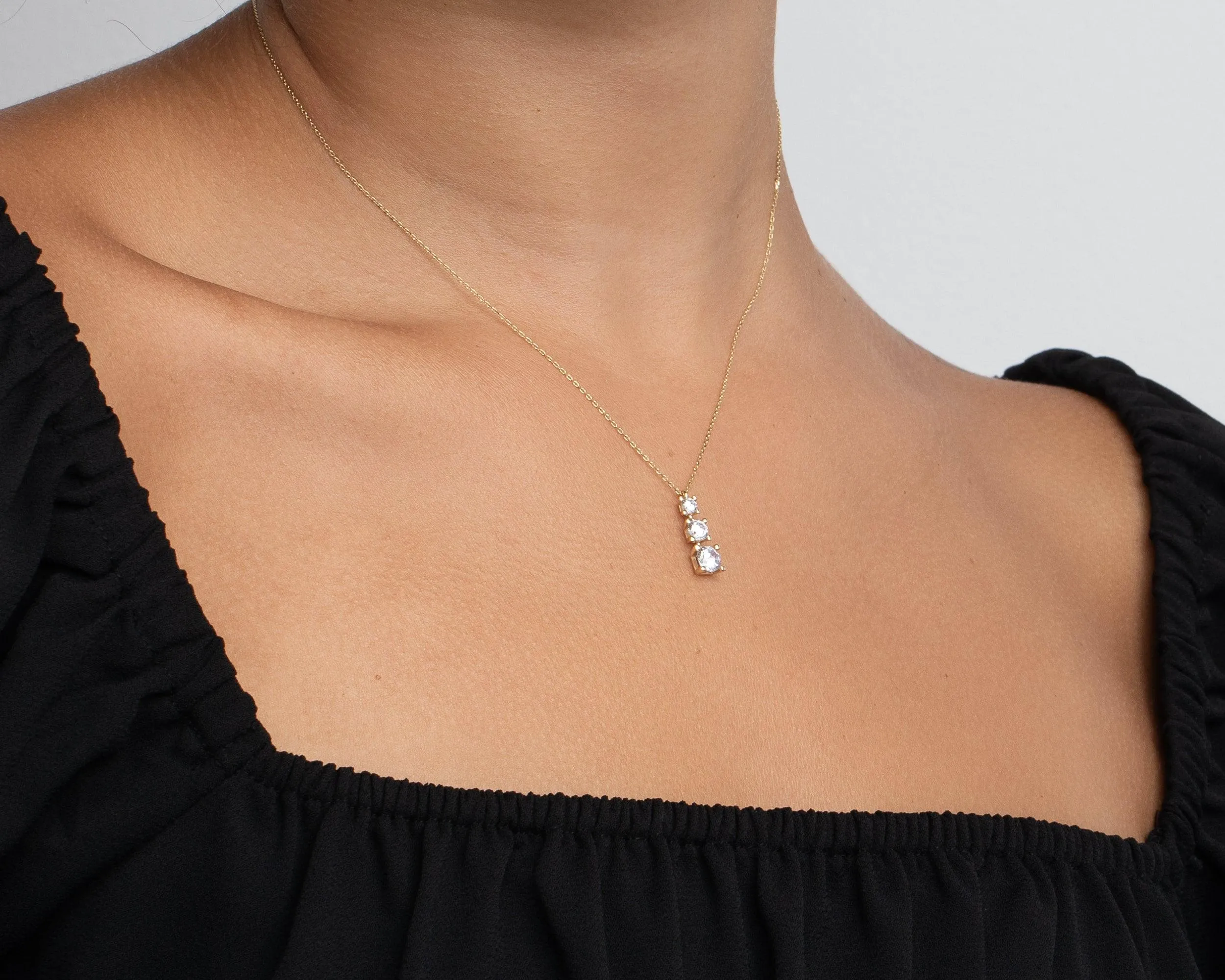 Solitaire Necklace CZ Diamond Necklace - 18K Gold Vermeil