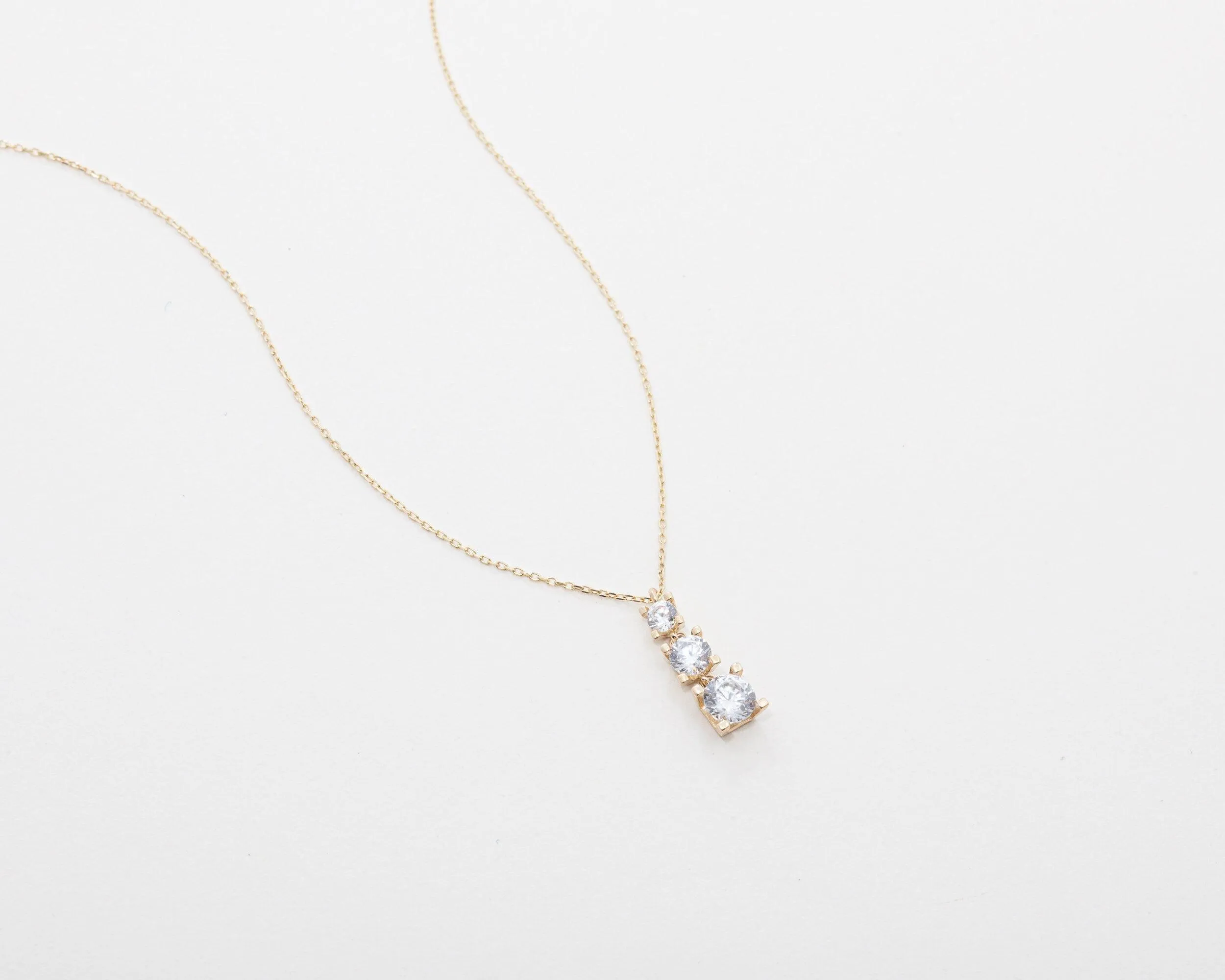 Solitaire Necklace CZ Diamond Necklace - 18K Gold Vermeil