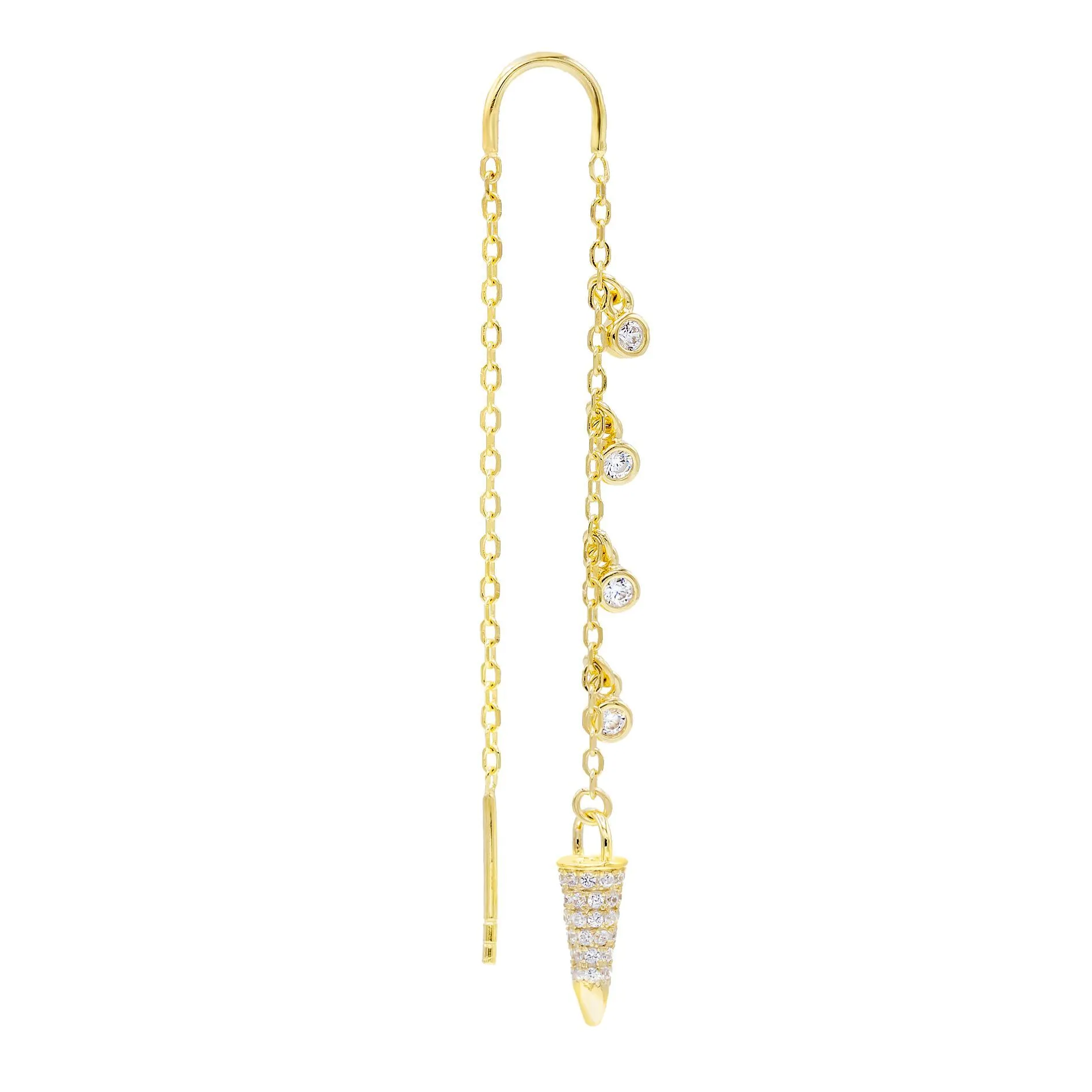 Spike Drop Threader Earring