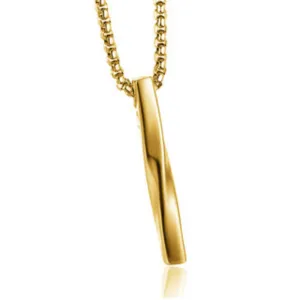 Spiral Bar Pendant Long Chain Necklace Men's Jewelry