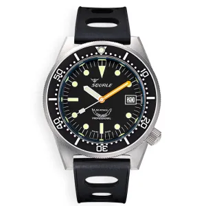 Squale 1521 Black Blasted on Black Rubber Strap - 1521BKBL.NT