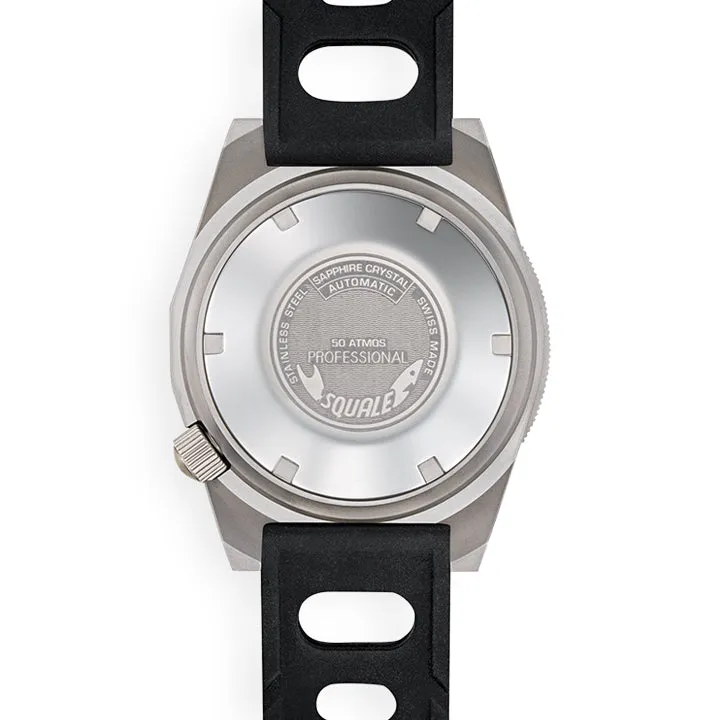 Squale 1521 Black Blasted on Black Rubber Strap - 1521BKBL.NT