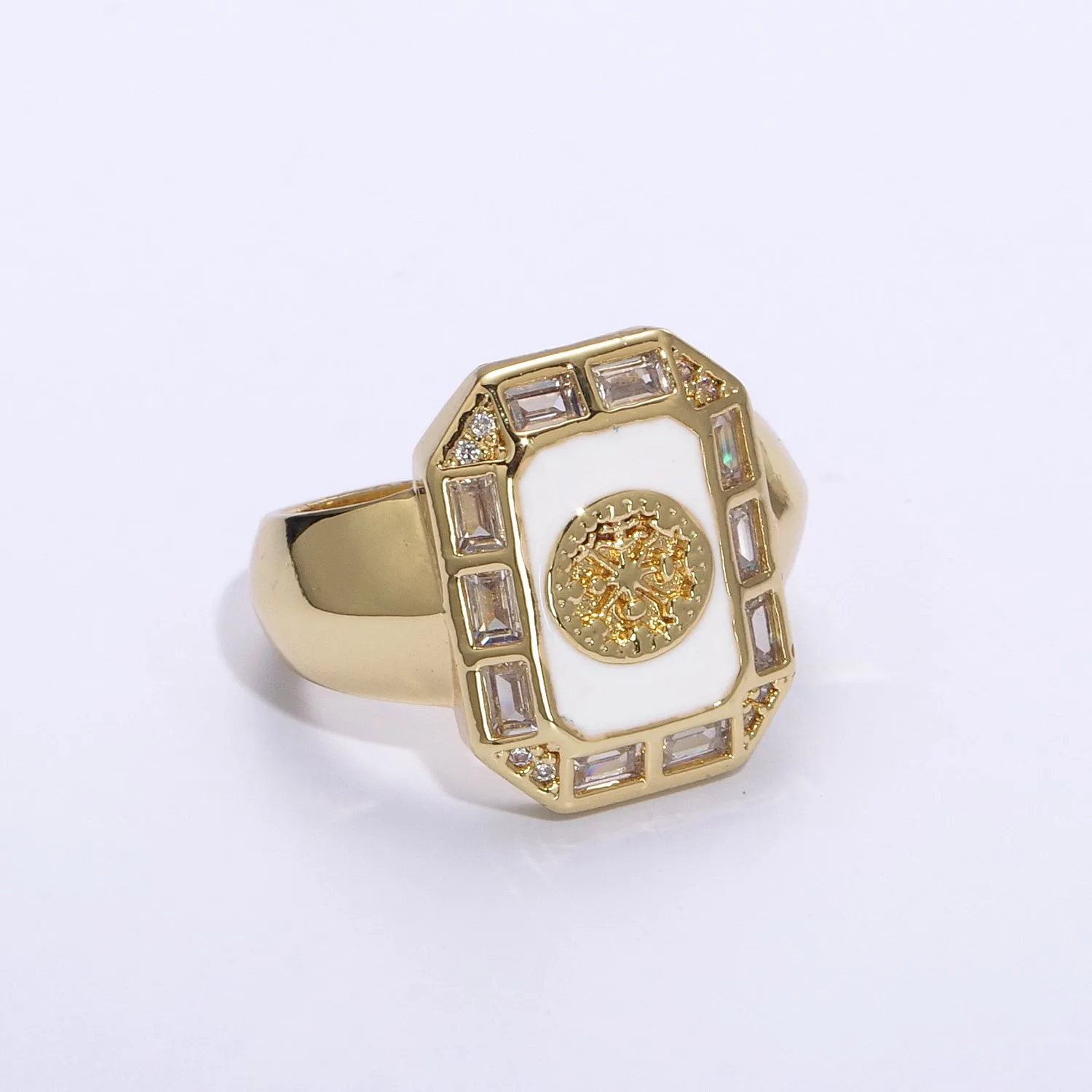 Square Lion ring, Statement ring, Enamel Leo ring, Adjustable Open Ring Lion King ring Open Adjustable U-053 U-054