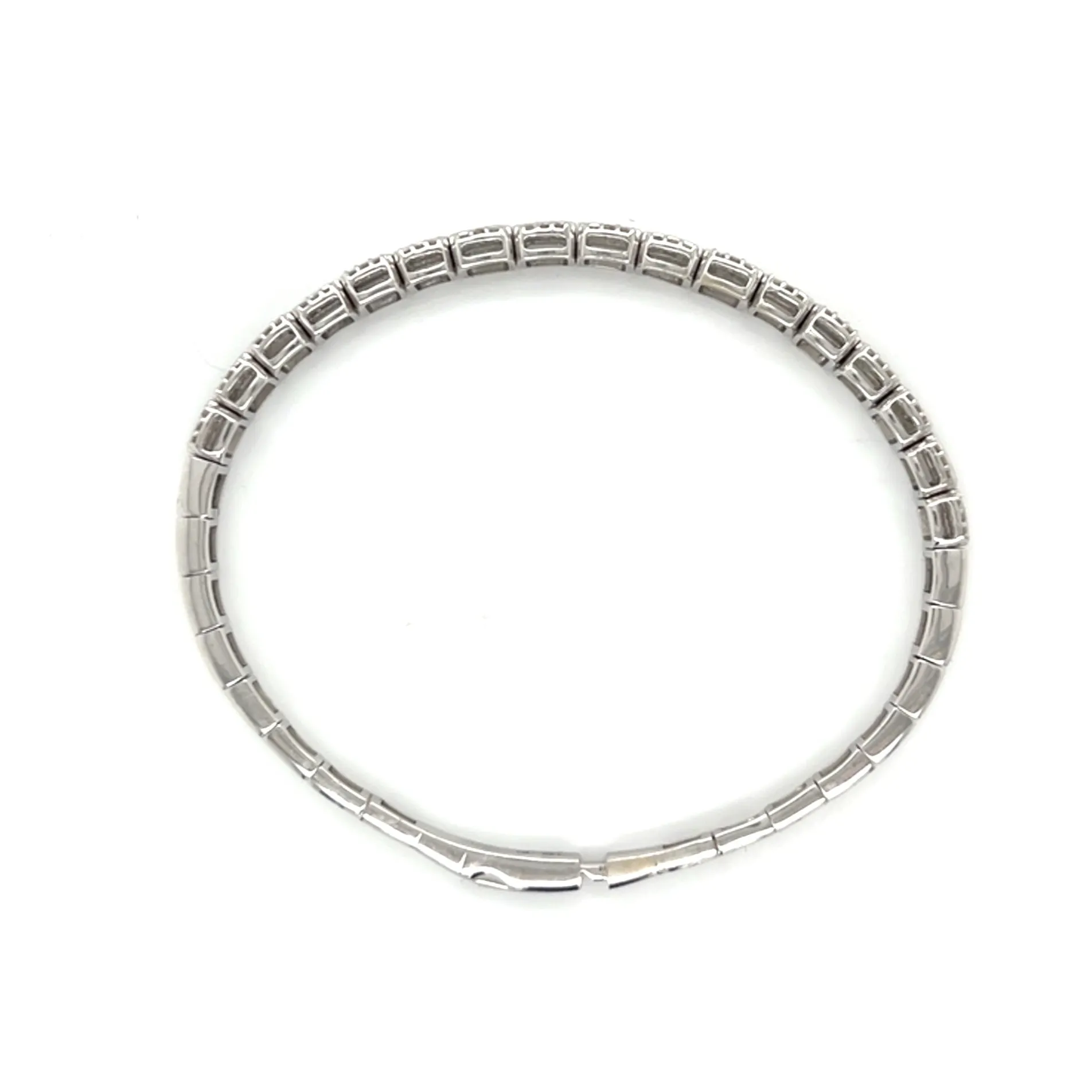 Squares 6mm 14k White-Gold 2.1ct Natural Diamond 7" Bracelet Elastic Bangle - CLOSEB87