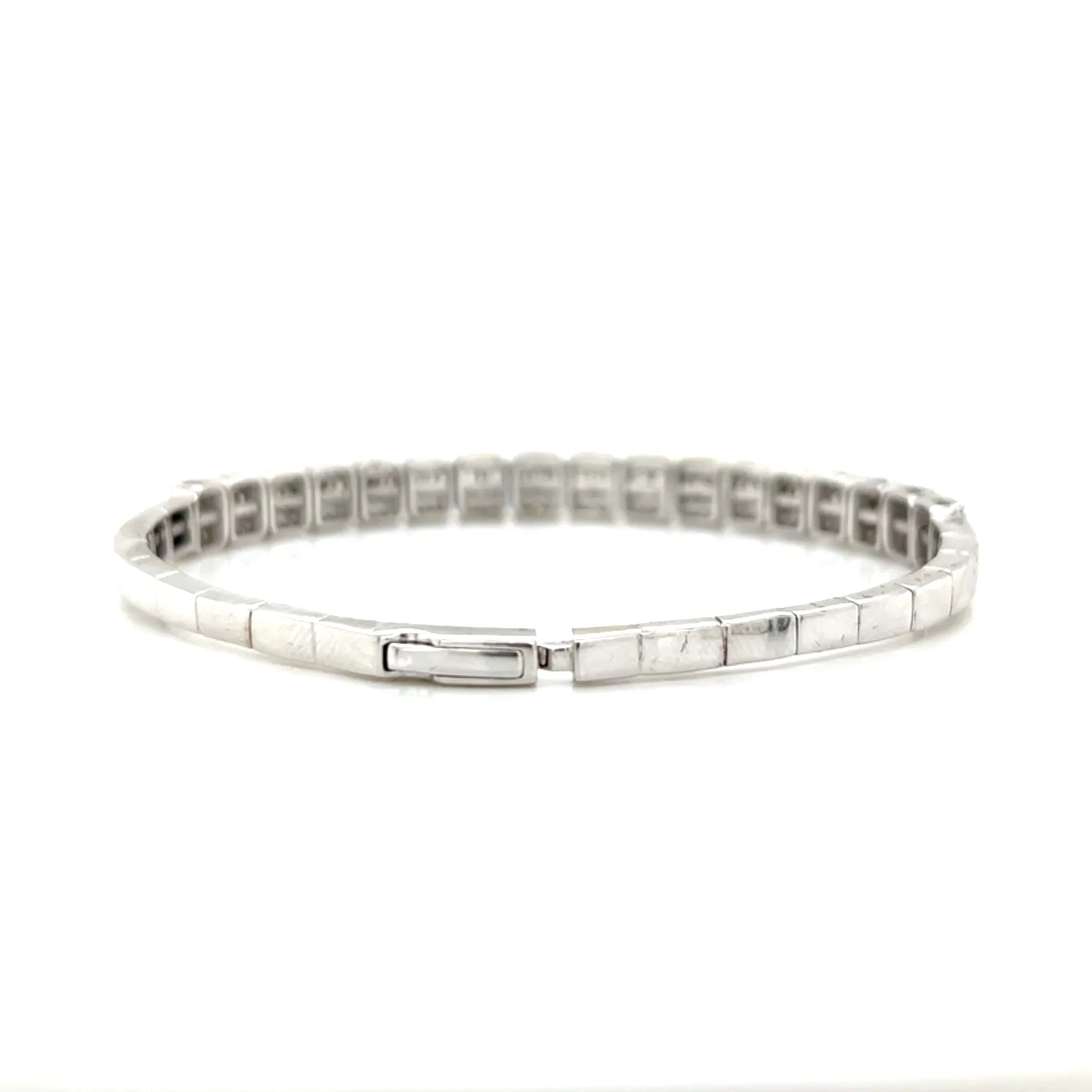 Squares 6mm 14k White-Gold 2.1ct Natural Diamond 7" Bracelet Elastic Bangle - CLOSEB87