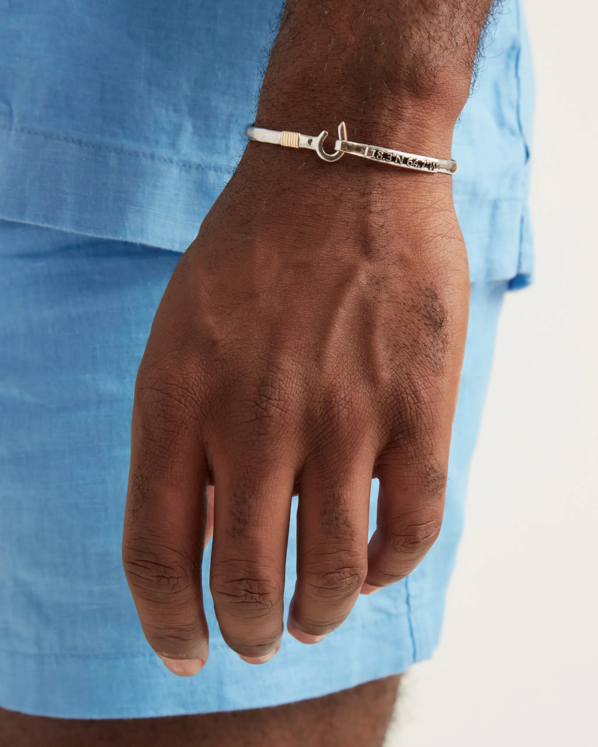 St. John Hook Bracelet with Coordinates, 4mm