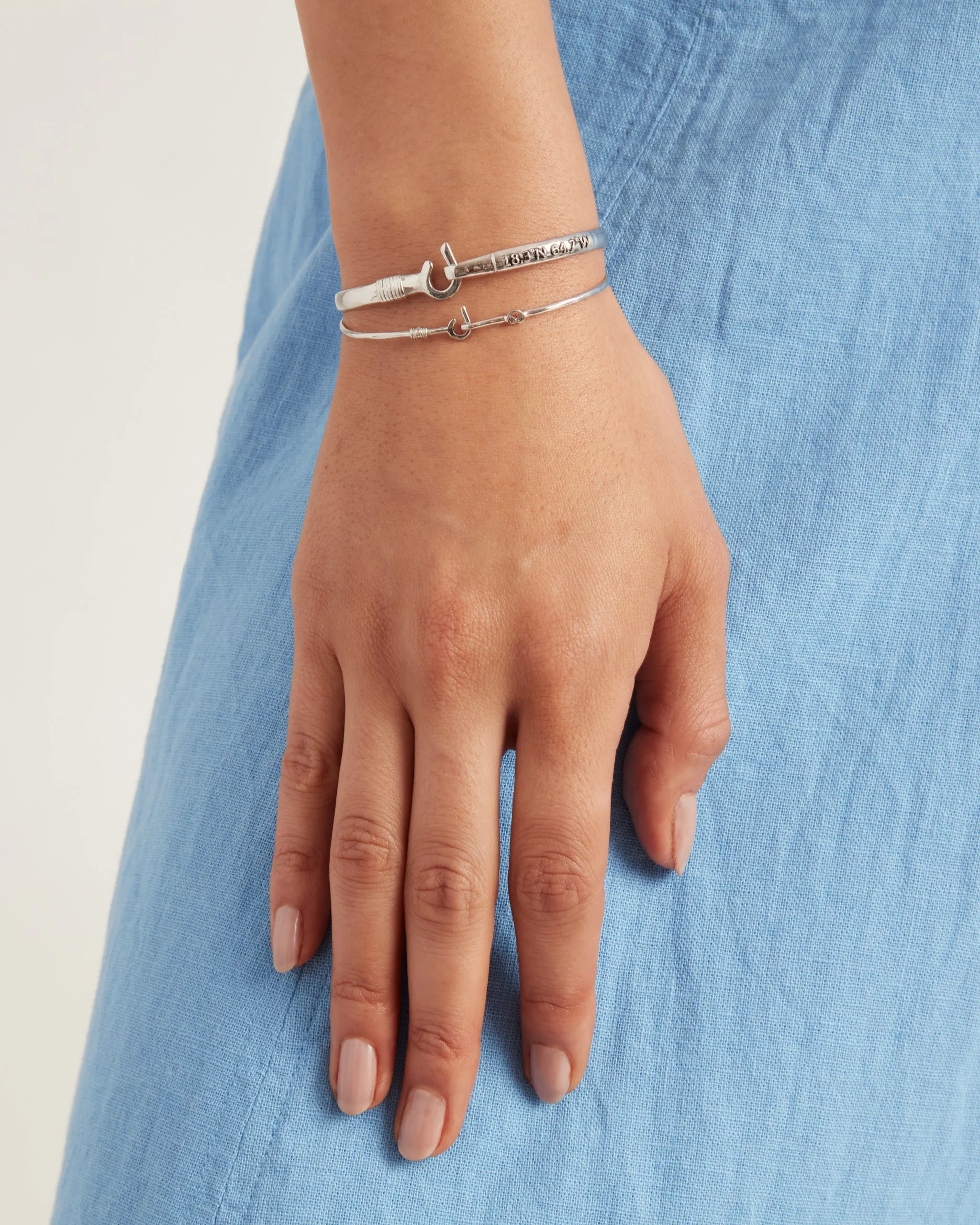 St. John Hook Bracelet with Coordinates, 4mm