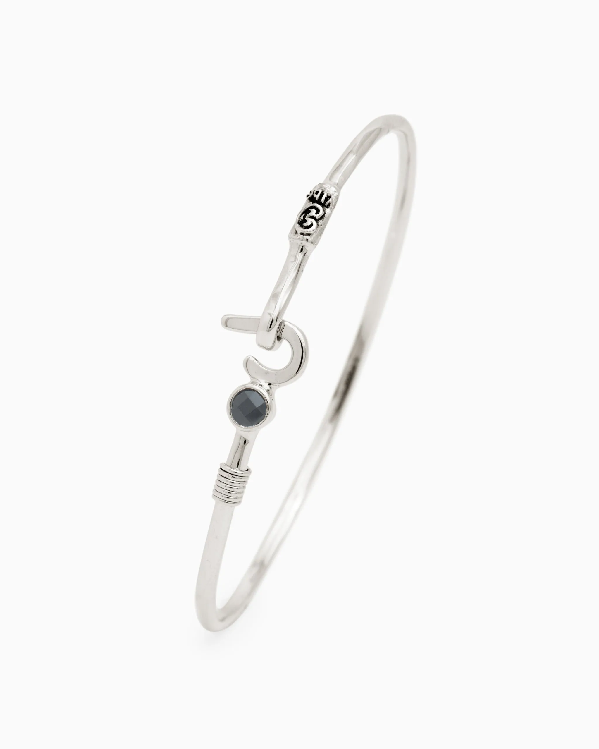St. John Hook Bracelet with Stone, 2mm - Black Onyx