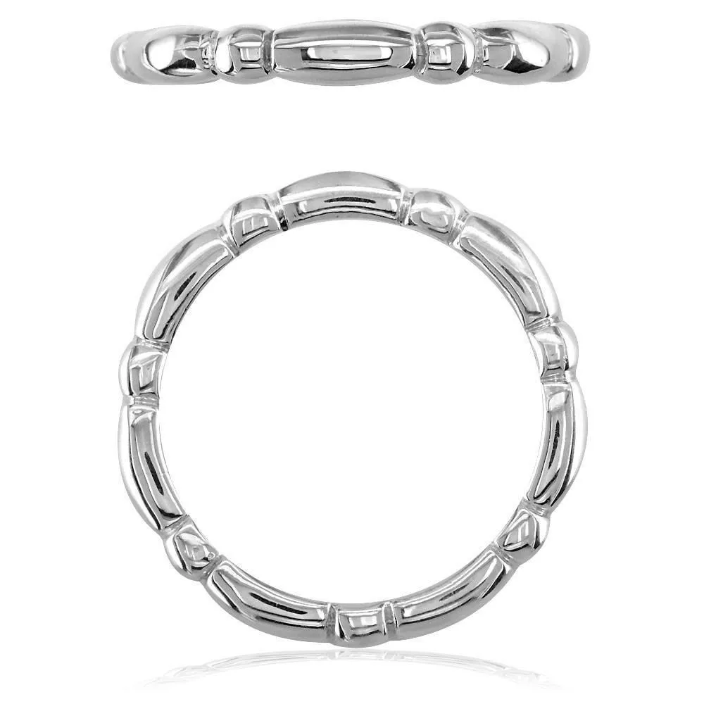 Stackable Bead and Barrel Eternity Band, 3mm in Sterling Silver